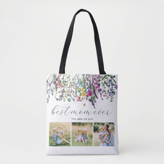 Best Mom Ever Modern Photo  Tote Bag (Front)
