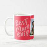 Best mom ever modern pink photo Mother's Day Coffee Mug<br><div class="desc">Best mum ever! This playful and cool mug features modern pink lettering with "best mum ever" and "love you" with room for custom text. There's also a single photo to make it extra personalized for that best mother in your life! Perfect for mother's day, mum's birthday, Christmas and more! The...</div>