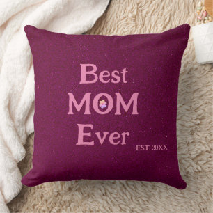 best mom ever modern retro solid mothers day throw pillow