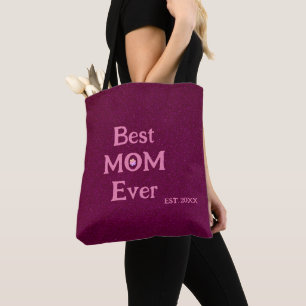 best mom ever modern retro solid mothers day  tote bag
