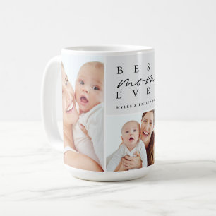 Best Mom Ever Modern Script 3 Photo Coffee Mug