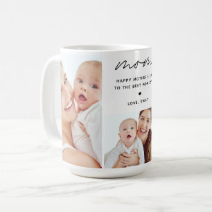 Best Mom Ever Modern Script 3 Photo Coffee Mug