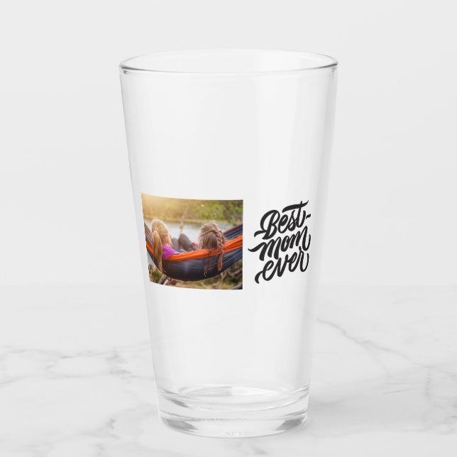 Best Mom Ever Modern Script Personalized Photo Glass (Front)