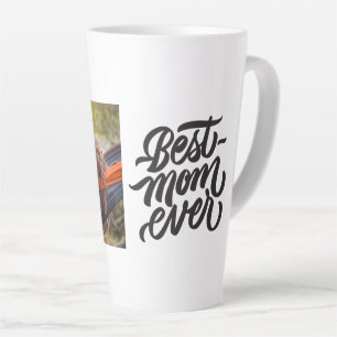 Best Mom Ever Modern Script Personalized Photo Latte Mug