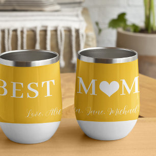 Best mom ever modern typography heart yellow