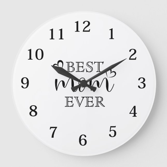 Best Mom Ever Modern Typography Keepsake Large Clock (Front)