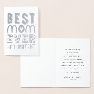 Best Mom Ever Modern Typography   Mothers Day Foil Card