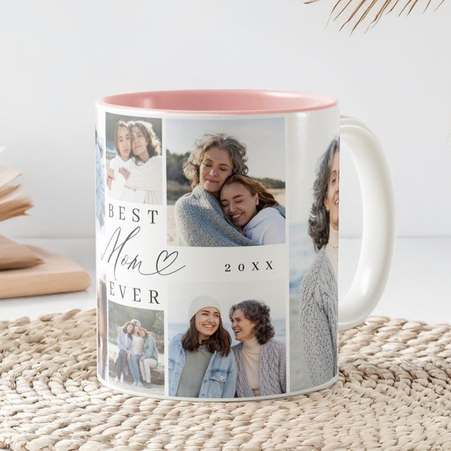 Best Mom Ever Mom Script Heart Photo Collage Two-Tone Coffee Mug (Best Mom Ever Mom Script Heart Photo Collage Two-Tone Coffee Mug)