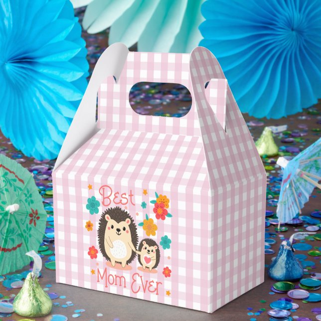 Best Mom Ever Mother And Baby Hedgehog  Favor Box (Party)