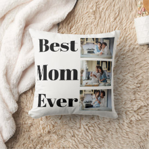 Best Mom Ever Mother's Day 3 Photo Collage Throw Pillow