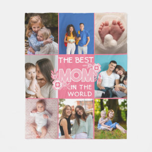 Best Mom Ever   Mother's Day 8 Photo Collage Fleece Blanket