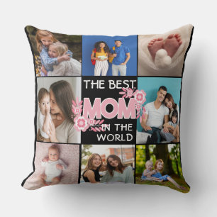 Best Mom Ever Mother's Day 8 Photo Collage Throw Pillow