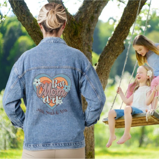 Best Mom Ever - Mothers Day/Birthday Retro Custom Denim Jacket (Creator Uploaded)