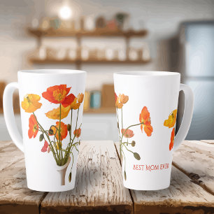 Best Mom Ever Mother's Day Bright Poppy Gift Large Latte Mug