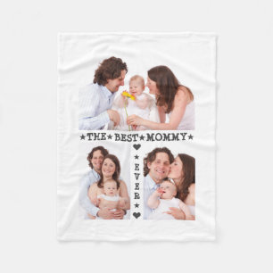 Best Mom Ever Mother's Day Family 3 Photo Collage Fleece Blanket