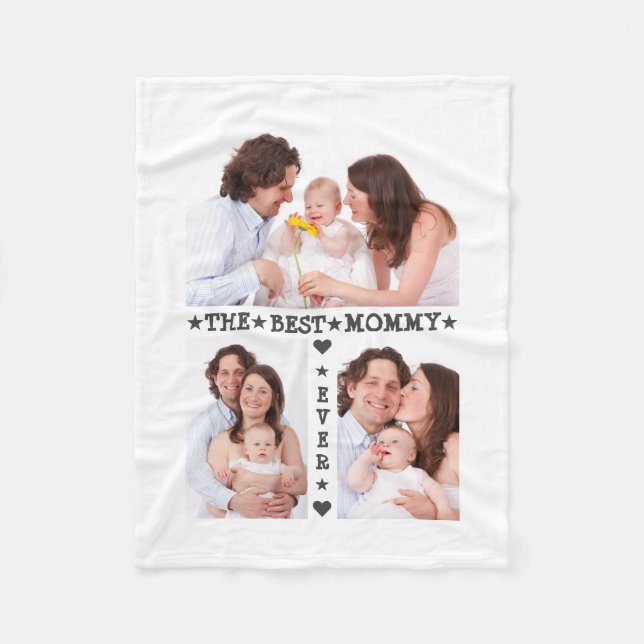 Best Mom Ever Mother's Day Family 3 Photo Collage Fleece Blanket (Front)