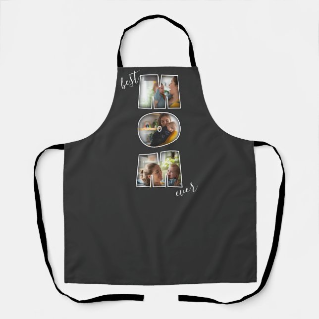 Best Mom Ever Mother's Day Gift 3 Photo Cutout Apron (Front)