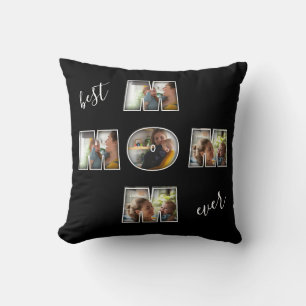 Best Mom Ever Mother's Day Gift 3 Photo Cutout Throw Pillow