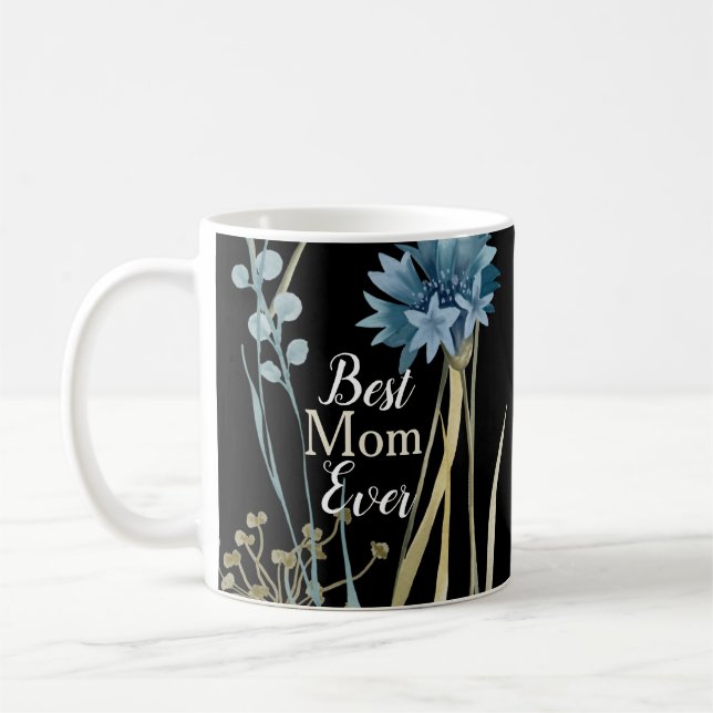Best Mom Ever Mother's Day Monogram Floral  Coffee Mug (Left)