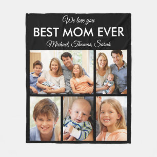 Best Mom Ever Mothers Day Photo Collage Fleece Blanket