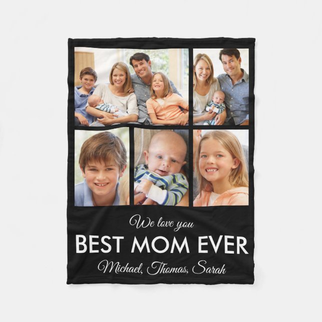 Best Mom Ever Mothers Day Photo Collage Fleece Blanket (Front)