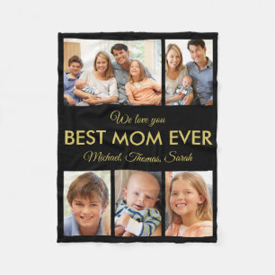 Best Mom Ever Mothers Day Photo Collage Fleece Blanket