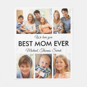 Best Mom Ever Mothers Day Photo Collage Fleece Blanket