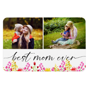 Best Mom Ever Mother's Day Photo Collage Floral   Magnet