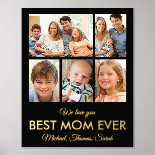 Best Mom Ever Mothers Day Photo Collage Foil Prints