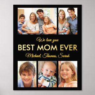 Best Mom Ever Mothers Day Photo Collage Foil Prints