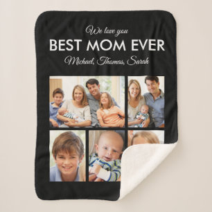 Best Mom Ever Mothers Day Photo Collage Sherpa Blanket