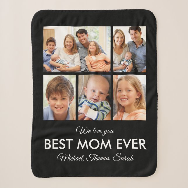 Best Mom Ever Mothers Day Photo Collage Sherpa Blanket (Front)
