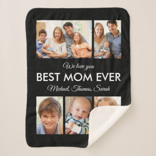 Best Mom Ever Mothers Day Photo Collage Sherpa Blanket
