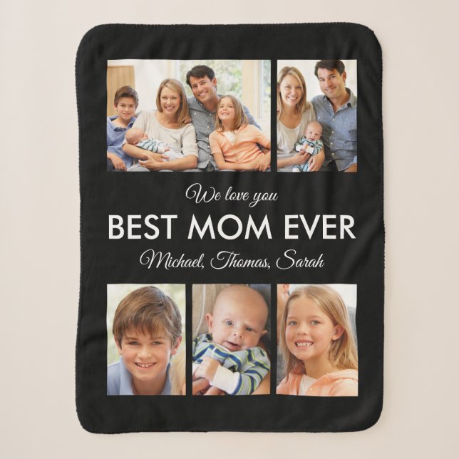 Best Mom Ever Mothers Day Photo Collage Sherpa Blanket (Front)