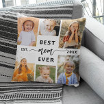 Best Mom Ever - Mother's Day Photo Collage Throw Pillow<br><div class="desc">Celebrate your mom with the "Best Mom Ever" Mother's Day Photo Collage Throw Pillow. This personalized pillow features a beautifully arranged collage of cherished photos, capturing special moments and memories. The heartfelt message "Best Mom Ever" adds a loving touch. Made from high-quality, soft, and durable fabric, it offers both comfort...</div>