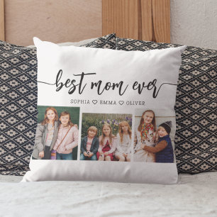 Best Mom Ever - Mother's Day Photo Collage Throw Pillow
