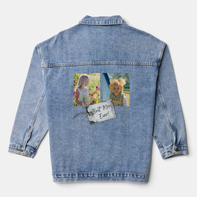 Best Mom Ever Mother's Day Photo Denim Jacket (Back)
