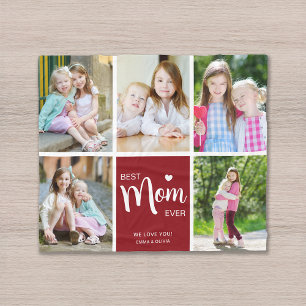 Best Mom Ever Mothers Day Red Photo Collage Fleece Blanket