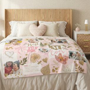 Best Mom Ever Mother's Day Scrapbook Photo Collage Fleece Blanket