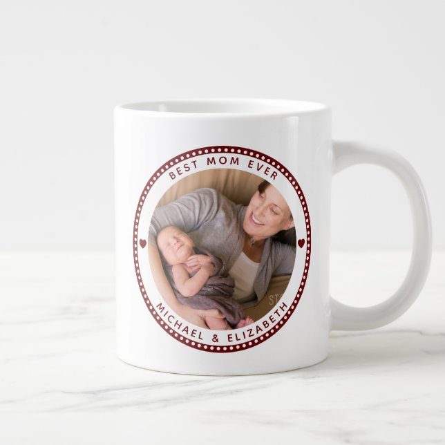Best Mom Ever Mother's Day Two Photo Collage Large Coffee Mug (Right)