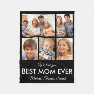 Best Mom Ever Mothers Family Photo Collage Fleece Blanket