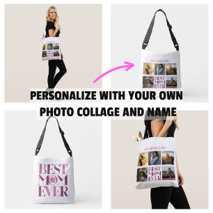 Best Mom Ever Mother's Photo Collage Cute Pink Crossbody Bag