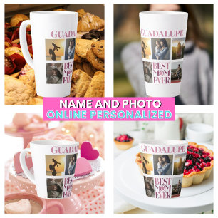 Best Mom Ever Mother's Photo Collage Cute Pink Latte Mug