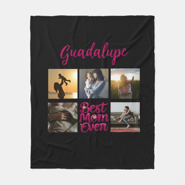 Best Mom Ever Mother's Photo Collage Fleece Blanket (Front)