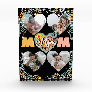 Best Mom Ever Multi Heart shape Photo  Block