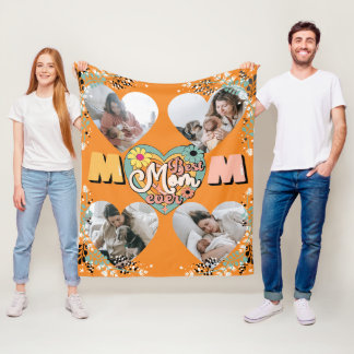 Best Mom Ever Multi Heart shape Photo Fleece Blank