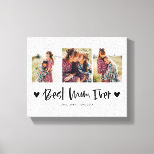 Best Mom Ever Multi Photo Mother's Day Heart Canvas Print