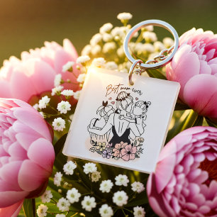 Best Mom ever mum, children and flowers  Keychain