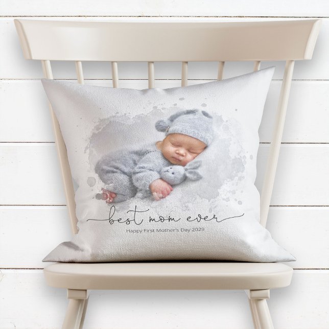 Best Mom Ever New Mommy Photo Mother's Day Throw Pillow (Creator Uploaded)