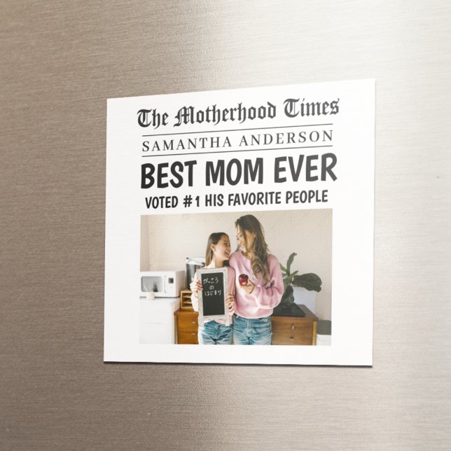 Best Mom Ever Newspaper Custom Name & Photo Magnet (Creator Uploaded)